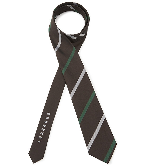 土佐兄弟コラボネクタイ<社会人応援>【弟】シルクブレンドストライプネクタイ/ブラウン/「ヤキニクタベタイ」