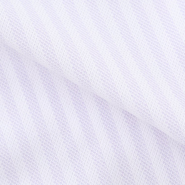 【JOHN PEARSE White】【ノーアイロン】ボタンダウンドレスワイシャツ/ホワイト＆パープル×ストライプ/釦付糸：パープル/ULTRA MOVE/ニット素材