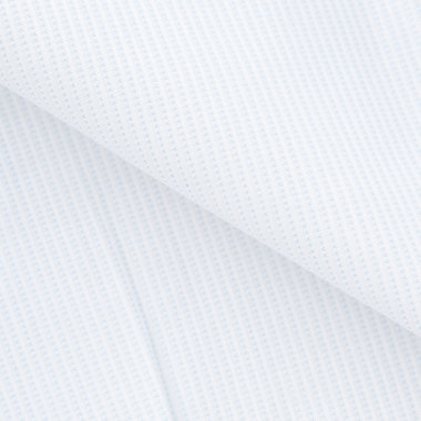 【半袖】【L.O.X】【形態安定】ボタンダウンドレスシャツ/ホワイト×ブルーストライプ/釦付糸：ネイビー