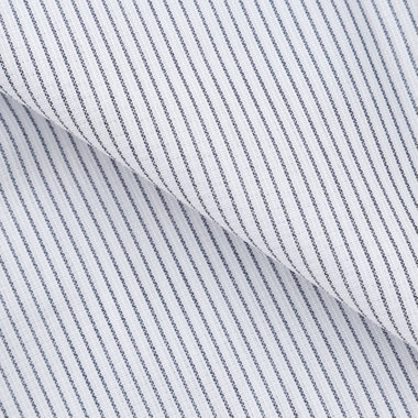 【半袖】【L.O.X】【形態安定】ボタンダウンドレスシャツ/ホワイト×ストライプ/釦.釦付糸：ネイビー