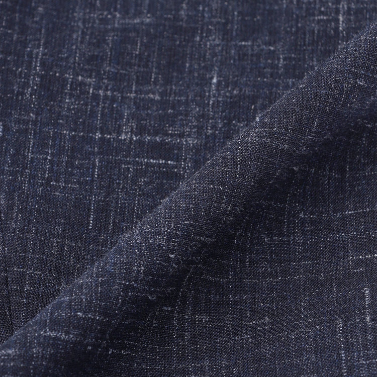 スタンリーブラッカ 【stanley blacker new york】【春夏】1タックパンツ/ネイビー×スラブ/ウエストムーブ/裾上げ必要 紺中間