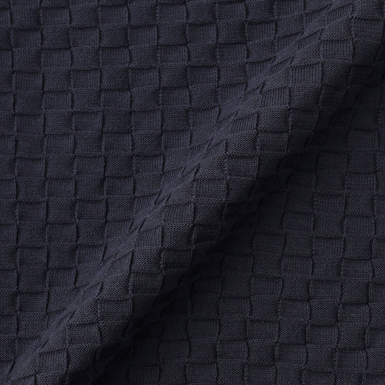 スタンリーブラッカ 【stanley blacker new york】【半袖】市松模様 ニットポロ/ネイビー 紺中間