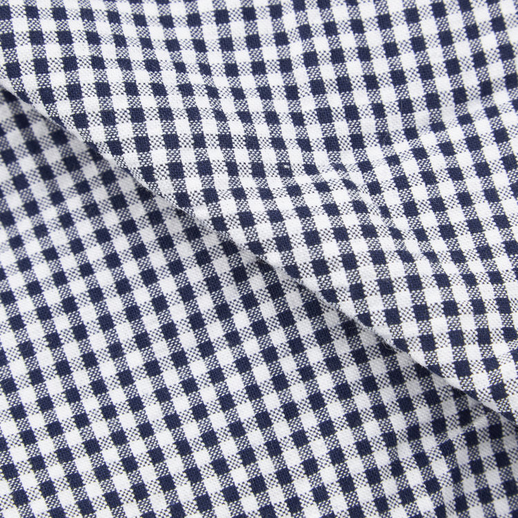 スタンリーブラッカ 【stanley blacker new york】【長袖】シアサッカーギンガムチェックカッタウェイシャツ/ネイビー 青濃色