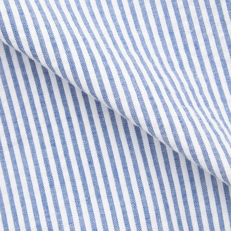 スタンリーブラッカ 【stanley blacker new york】【長袖】シアサッカーストライプボタンダウンシャツ/ブルー 青淡色