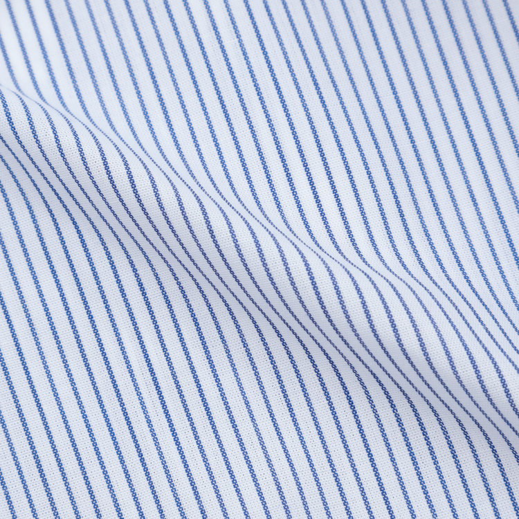 ＤＵＫＥ ＭＯＲＧＡ 【形態安定】ボタンダウンワイシャツ/ホワイト×ネイビーストライプ 青濃色