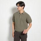 【stanley blacker new york】【半袖】市松模様 ニットポロ/カーキ