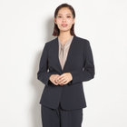 【Diana】【春夏】ノーカラージャケット/ネイビー×しわ加工麻調合繊/ウォッシャブル＆ストレッチ