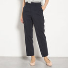 【Diana】【春夏】テーパードパンツ/ネイビー×しわ加工麻調合繊/ウォッシャブル＆ストレッチ