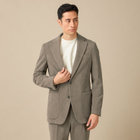 【JOHN PEARSE comfort navy】【秋冬】2釦シングルジャケット セットアップ対応/ブラウン×トリコットコーデュロイ/ULTRA MOVE/ ウォッシャブル