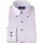 【WEB限定/OUTLET/汚れ・キズ等有】【JOHN PEARSE comfort navy】【ノーアイロン】ボタンダウンドレスワイシャツ/パープル×ドビー/釦・釦付糸：グレー/ULTRA MOVE/ニット素材