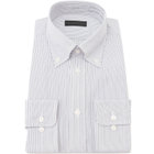 【発送在庫あり】【DUKEMORGAN】【形態安定】ボタンダウンワイシャツ/ホワイト×グレーストライプ