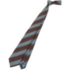 【JOHN PEARSE White】シルクポリエステルストライプ柄ネクタイ/8.0㎝幅/ブラウン