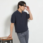 【stanley blacker new york】【半袖】市松模様 ニットポロ/ネイビー