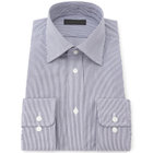 【発送在庫あり】【DUKEMORGAN】【形態安定】ワイドカラーワイシャツ/ネイビー＆ホワイト×ストライプ