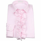 【WEB限定/OUTLET/汚れ・キズ等有】【earth music&ecology】スキッパーカラーブラウス/ピンク×ドビーストライプ/脱着式フリル