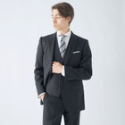 【Unpressure】【年間】スリーピース2釦シングルスーツ 0タック/ブラック×シャドーツイル/ウォッシャブルパンツ