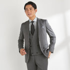 【JOHN PEARSE comfort】【年間】2釦シングルスリーピーススーツ ショートタック/グレー/ウォッシャブル/※裾上げ必要