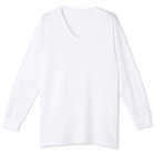 HOTMOVE】Vネック長袖Tシャツ(ホワイト系・無地)（KNA18-008-01_Z