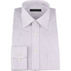 【発送在庫あり】【DUKEMORGAN】【形態安定】ワイドカラーワイシャツ/グレー×ストライプ