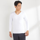 【HOTMOVE EX +2℃】Vネック長袖Tシャツ(ホワイト系・無地)
