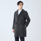 【KANSAIMAN collection】ウールブレンド シングルラグランバックベルトコート/グレー×チェック/RE:NEWOOL