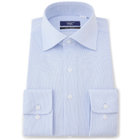【発送在庫あり】【WEB限定】【JOHN PEARSE comfort navy】ワイドカラーワイシャツ/ブルー×ドビー/ULTRA MOVE「ニット素材」「ノーアイロン」「ストレッチ」「高通気性」