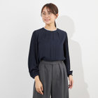 【NATURAL BEAUTY】袖プリーツブラウス/ネイビー