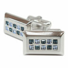 カフス（スクエア/シルバー×ブルー）