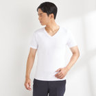 【HOTMOVE】Vネック半袖Tシャツ(ホワイト系・無地)