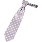バロックタイ 9.5cm幅/シルバー×ストライプ