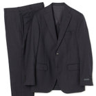 【JOHN PEARSE Comfort】【秋冬】2釦シングルスーツ ショートタック/ネイビー×ジョーゼットストライプ /REAL NAVY /NEW ZEALAND WOOL/※裾上げ必要