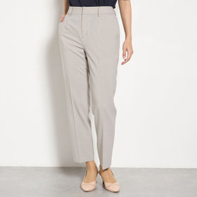 【Diana】【春夏】テーパードパンツ/グレー×しわ加工麻調合繊/ウォッシャブル＆ストレッチ