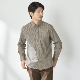 【stanley blacker new york】【長袖】チェックボタンダウンシャツ/ベージュ