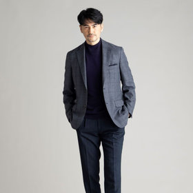 stanley blacker】【秋冬】2釦シングルジャケット/ネイビー×チェック