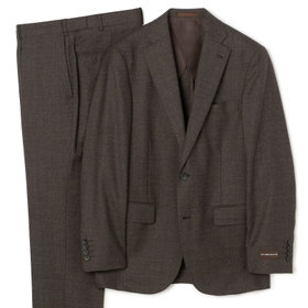 【JOHN PEARSE Comfort】【秋冬】2釦シングルスーツ ショートタック/ブラウン×カスレソリッド /REAL BROWN /NEW ZEALAND WOOL/※裾上げ必要