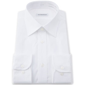 【形態安定】ワイドカラーワイシャツ/ホワイト×ドビーツイル