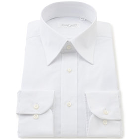 【JOHN PEARSE White】【形態安定】レギュラーカラードレスシャツ/ホワイト×ブロード/Oil guard