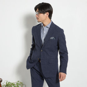 【stanley blacker new york】【春夏】3釦段返りジャケット/ネイビー×スラブ