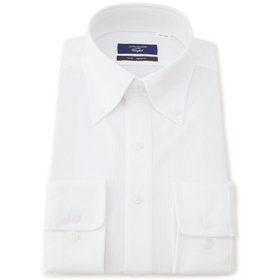 【発送在庫あり】【WEB限定】【JOHN PEARSE comfort navy】ボタンダウンカラーワイシャツ/ホワイト×ドビーストライプ/ULTRA MOVE「ニット素材」「ノーアイロン」「ストレッチ」「高通気性」