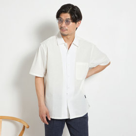 【stanley blacker new york】【半袖】コットンリネンシャツ/ホワイト