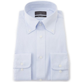 【JOHN PEARSE Black】【ノーアイロン】ボタンダウンドレスワイシャツ/サックス×ホワイトチェック/ULTRA MOVE「ニット素材」「ノーアイロン」「ストレッチ」「高通気性」