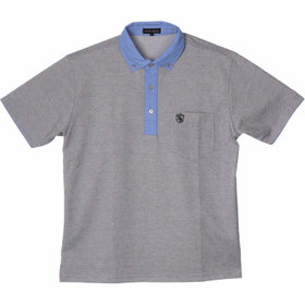ポロシャツ 半袖 グレー レザー肩パッチ trim_ofknk_item76316fe8900211e