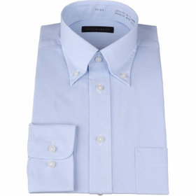 【DUKEMORGAN】【形態安定】ボタンダウンワイシャツ/ブルー＆ホワイト×チェック