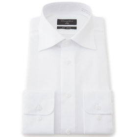 【Donato Vinci Italy Uomo】【スタイリッシュ】ワイドカラーワイシャツ/ホワイト×ドビーツイル/「ULTRA MOVE COTTON」ノーアイロン・ストレッチ・コットン100%