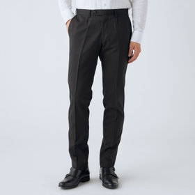 【JOHN PEARSE comfort】【秋冬】ニュージーランドウール ショートタックパンツ/ブラック×シャドーチェック/ウエストムーブ/SHOWER CLEAN/※裾上げ必要