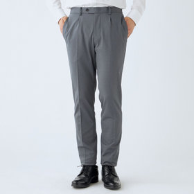 【JOHN PEARSE comfort navy】【春夏】機能性ポリエステル 1タックパンツ/グレー/ウエストシャーリング仕様/ULTRA MOVE/RIRANCHA/※裾上げ必要