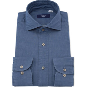 JOHN PEARSE comfort navy】ホリゾンタルワイドワイシャツ/ブルー