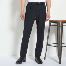 【JOHN PEARSE comfort navy】【春夏】1タックパンツ/ネイビー×ドットエアー＆カラミ織り/ウエストムーブ仕様/※裾上げ必要