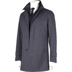 【WEB限定/OUTLET/汚れ・キズ等有】【comin's】【スタンドカラー】コート/グレー×ソリッド