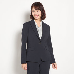 【Diana】【春夏】1釦シングルジャケット/ネイビー×しわ加工麻調合繊/ウォッシャブル＆ストレッチ